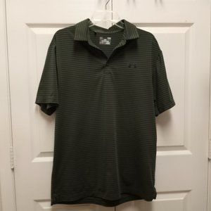Under Armour dark green striped heat gear polo shirt size large